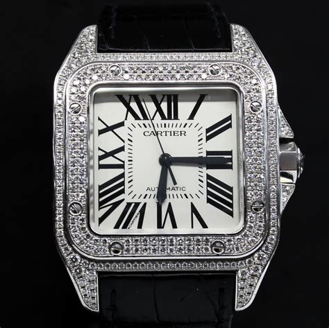 cartier santos 100 diamonds price|cartier watch santos 100 price.